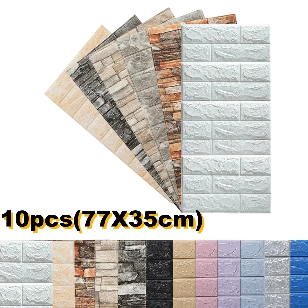 

10pcs Self Adhesive Imitation Brick Wallpaper Foam 3D Thickened Wall Stickers Home Decor Living Room Bedroom Decoration Sticker