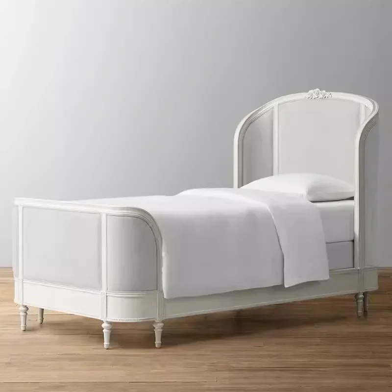 

Американская деревенская кровать из ротанга, французская спальня из цельного дерева, белая маленькая квартира, кровать принцессы, односпальная кровать