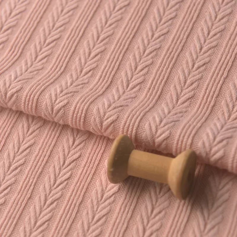 80x50cm Soft Jacquard Stripe Knitting Polyester Fabric Long Sleeved Clothes Dress Collar Cuffs Cardigan Clothing Fabric TJ20738