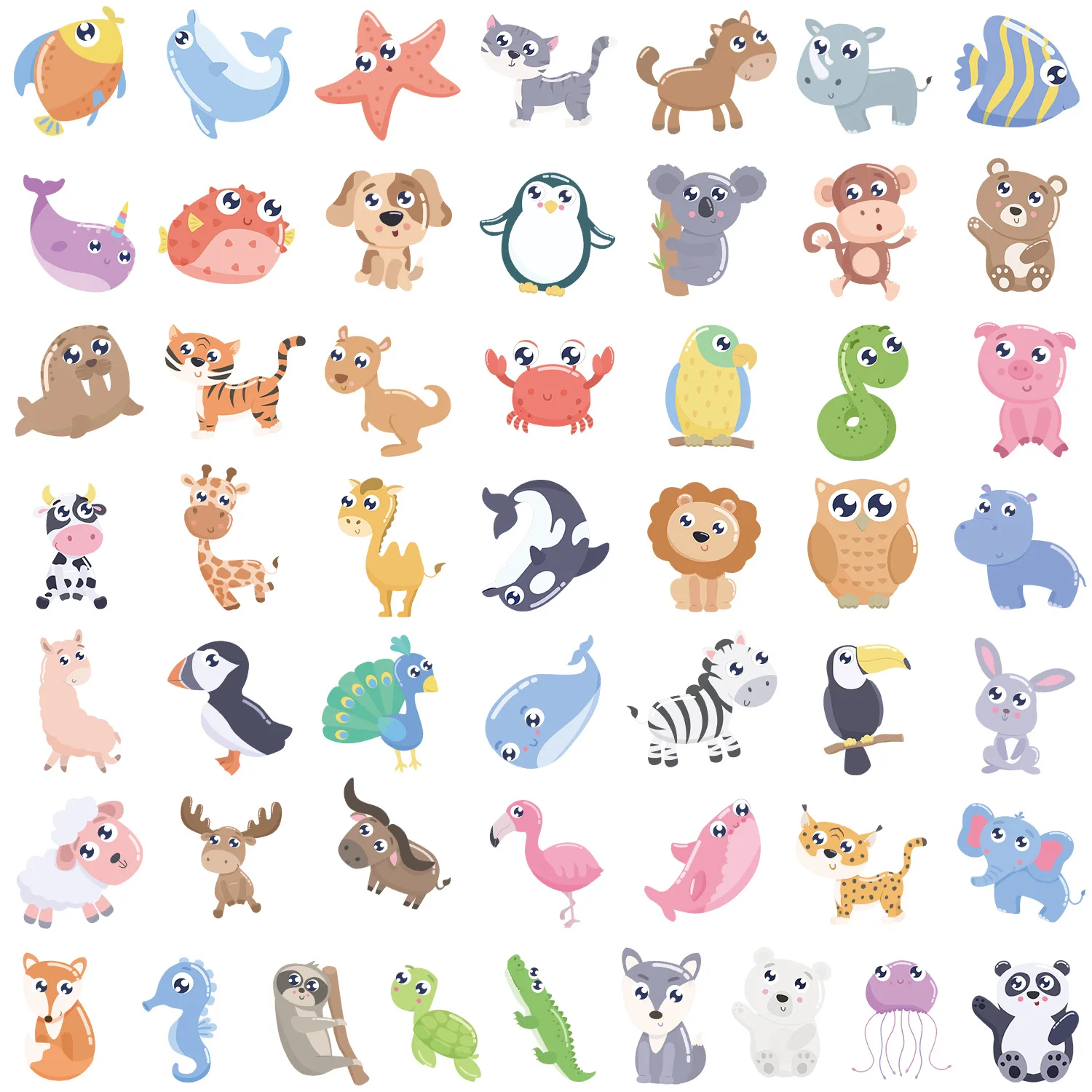 10/30/50pcs Big Eyes Animal Cartoon Graffiti Sticker cellulare Water Cup frigorifero cancelleria decorazione creativa Sticker