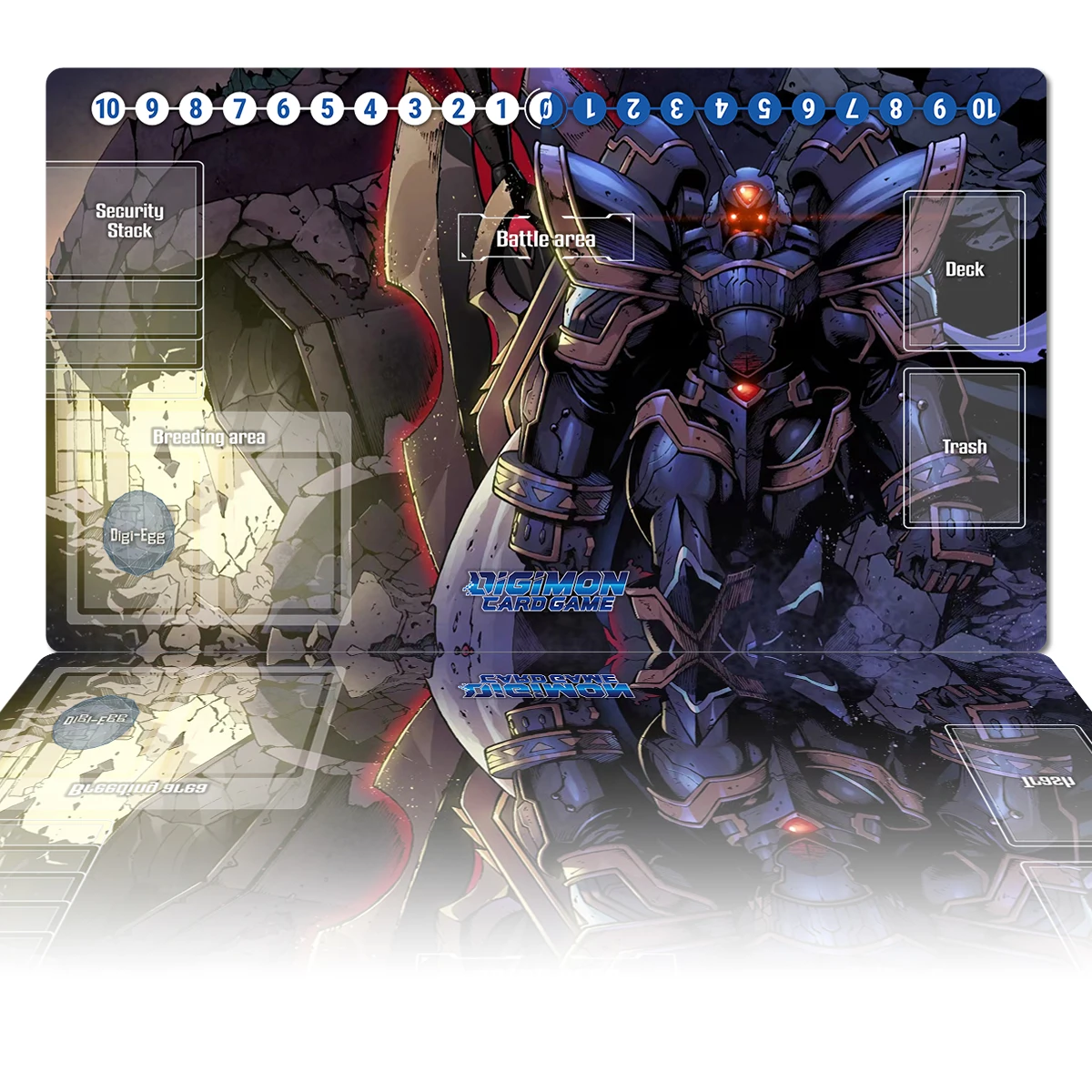 Digimon Playmat Alphamon DTCG CCG Board Game Trading Card Game Mat Gaming Accessories Custom Mouse Pad Rubber Desk Mat Zones Bag