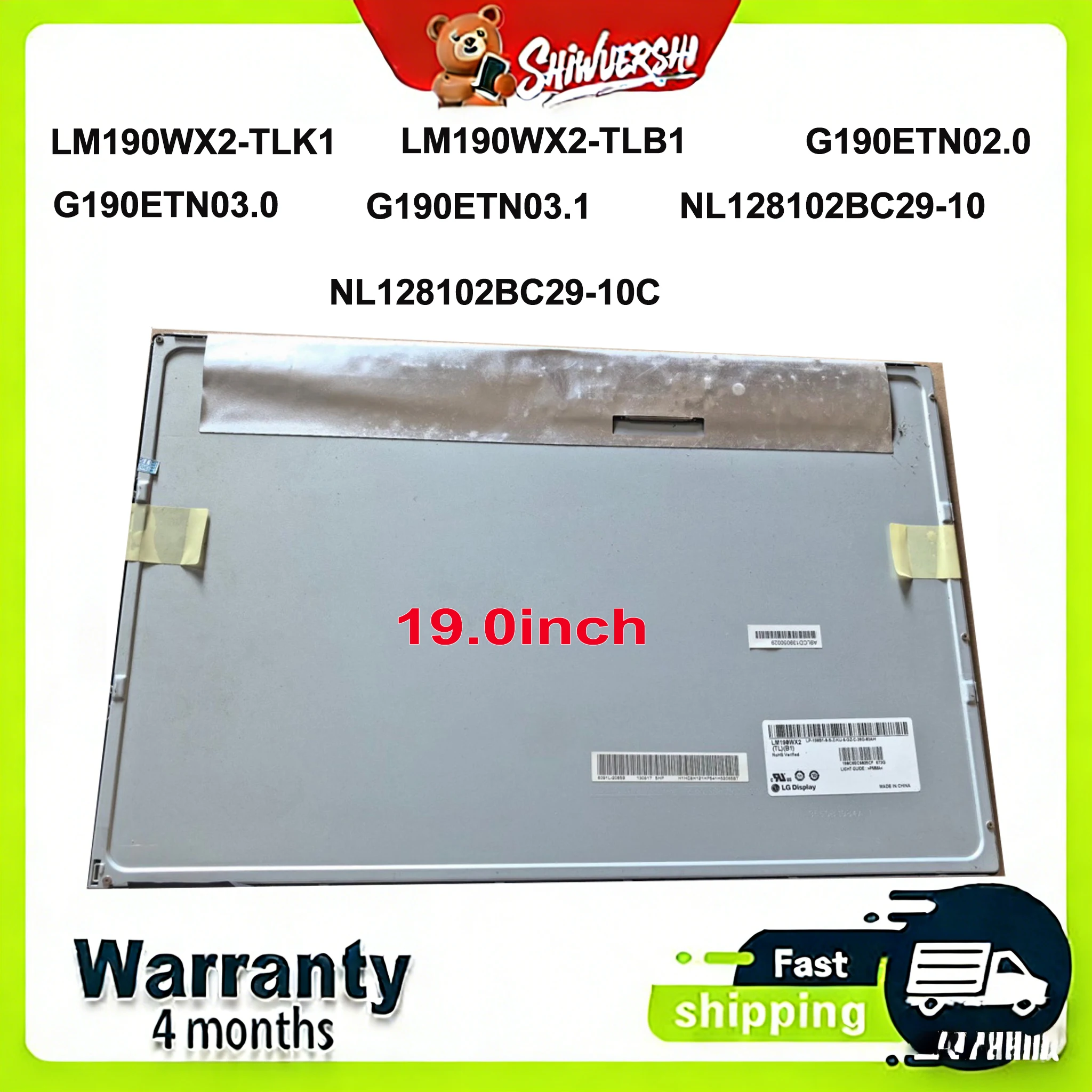 

Оригинальный новый ЖК-дисплей A+ 19.0" LM190WX2 TLK1 LM190WX2 TLB1 G190ETN02.0 G190ETN03.0 G190ETN03.1 NL128102BC29-10 NL128102BC29-10C