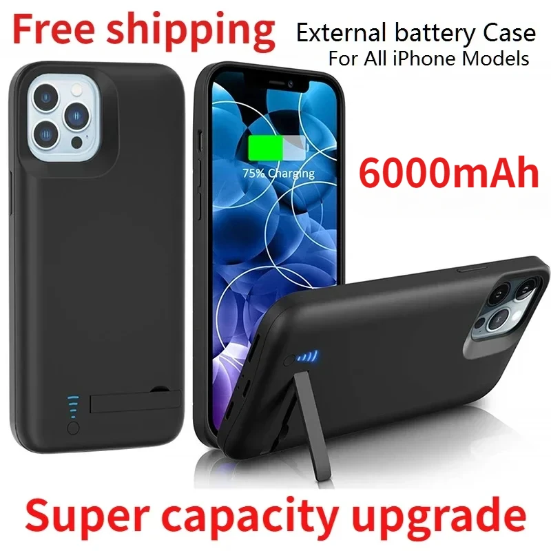 Smart Battery Charger Case for IPhone 15 14 13 12 11 Pro Max Mini 6 6s 7 8 Plus XR XS Max External Battery Charging Power Bank