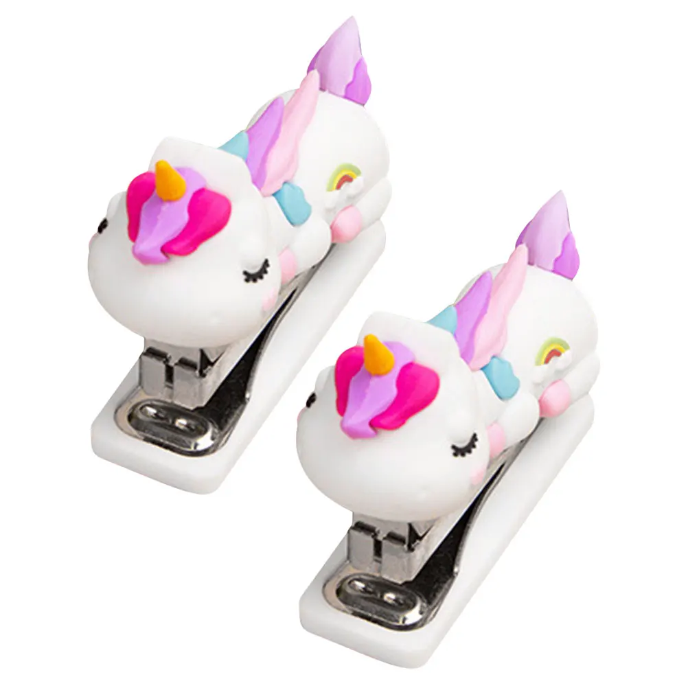 

2Pcs Stapler Cute Mini Desk Handheld Lightweight Portable Reusable Stationery Office School Supplies Kids Teacher Gift