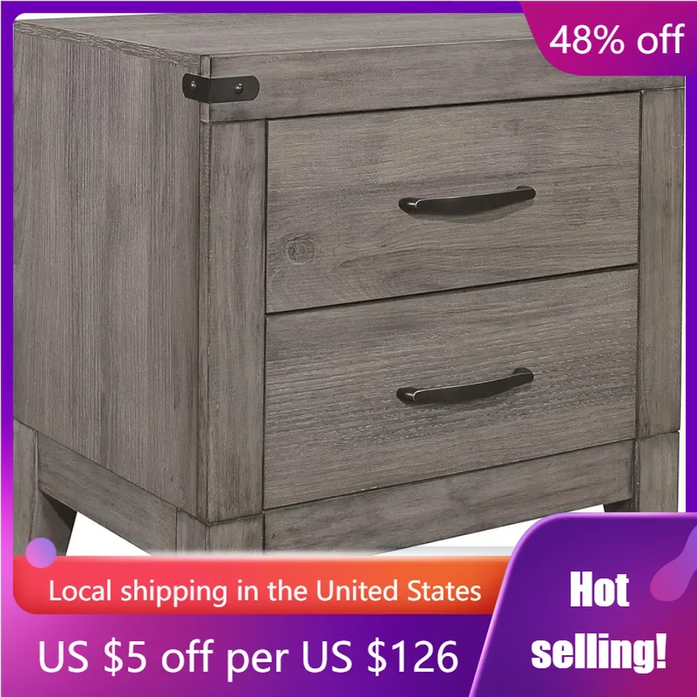 

One-Size Bedside Table 2-Drawer Nightstand Home Furniture Grayish Brown Freight Free Bedroom