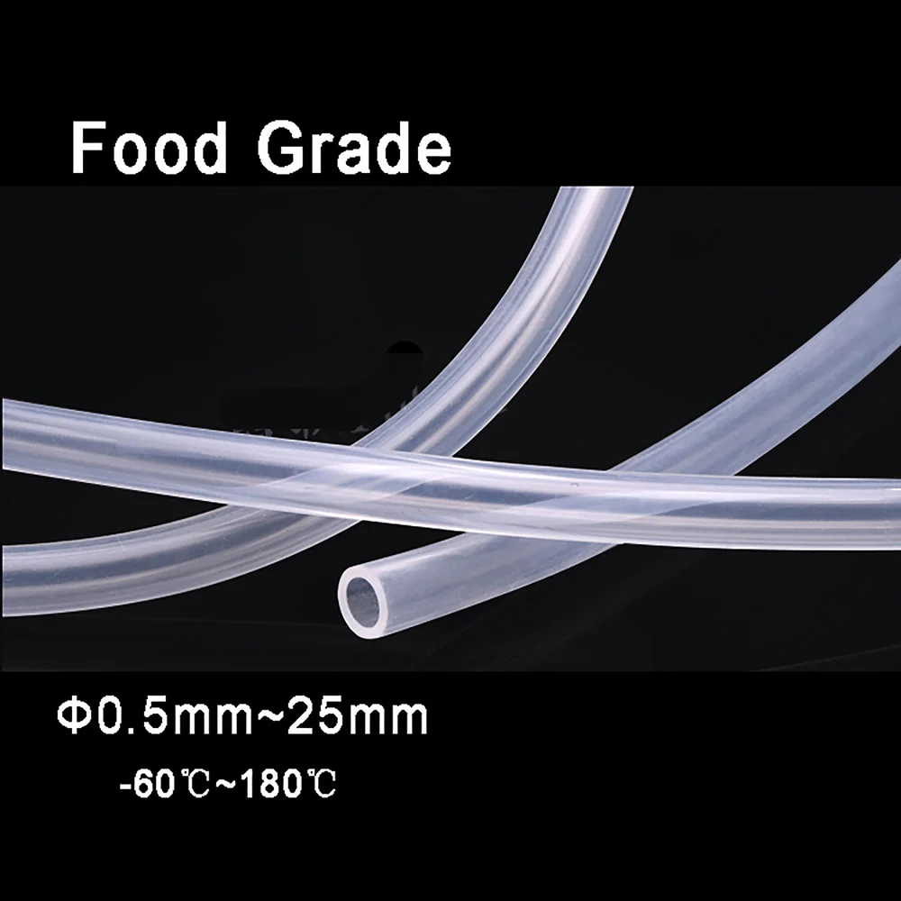 Tubo de silicona transparente seguro para alimentos, manguera para bomba de Acuario, tubo suave Flexible para cerveza/bebida/leche/agua, 0,5mm ~ 25mm ID