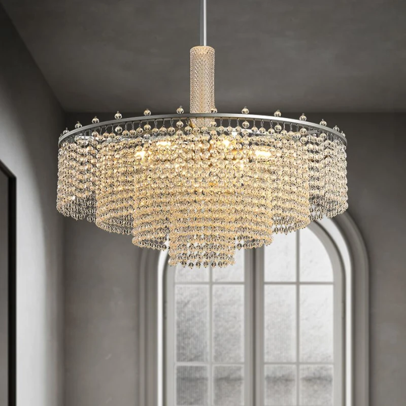 Crystal Curtain Chandelier New Dining Room Bedroom Duplex Building Villa Luxury Decorative Lighting Custom Engineering Lighting