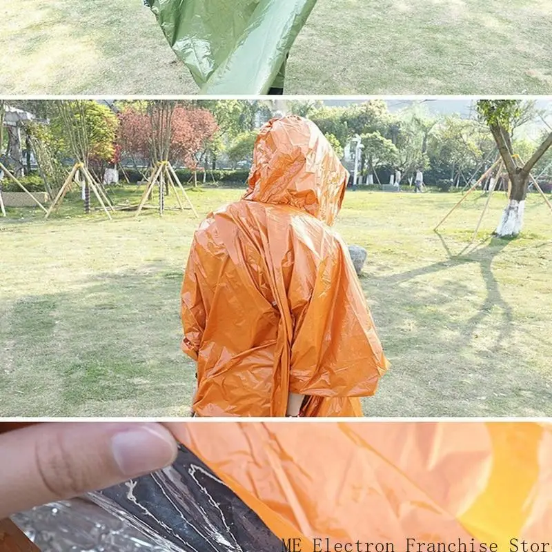 T5ea Thermal Emergencho Poncho à prova vento para camping e atividade ao ar livre