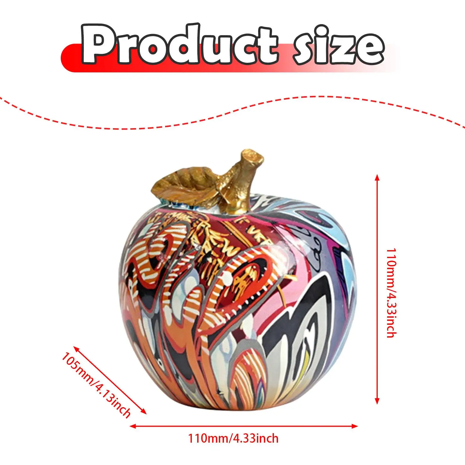 Graffiti maçã estatueta estátua escultura de frutas moderno decorativo ornamento de mesa para escritório prateleira entrada decoração casa acento