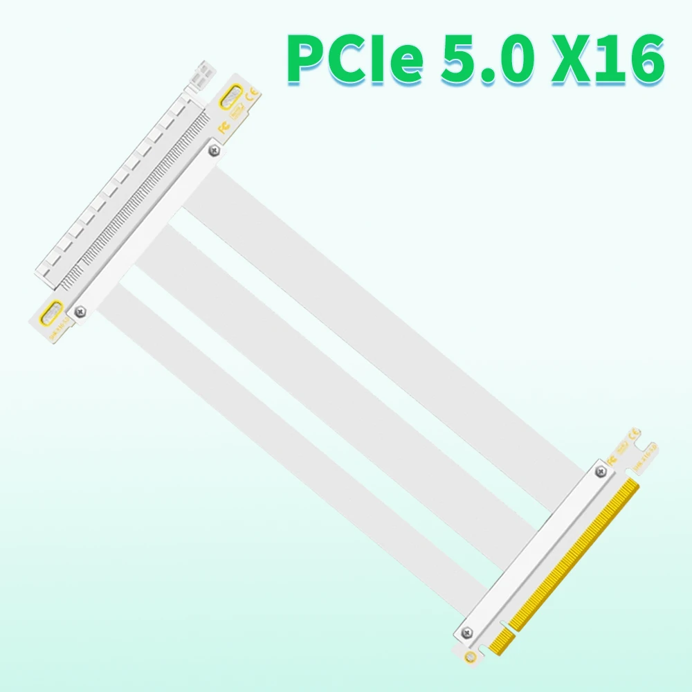 White PCI Express Shielding Property PCIE 5.0 16x Flexible Cable Card Extension Port Adapter High Speed Riser Card PCI-E X16