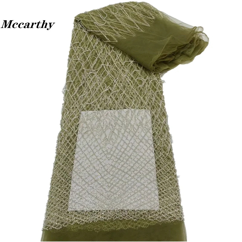 

Mccarthy Fashion Elegant French Embroidery Beaded Lace Fabric African Nigerian With Sequins Fabric For Wedding Dress CD450TY