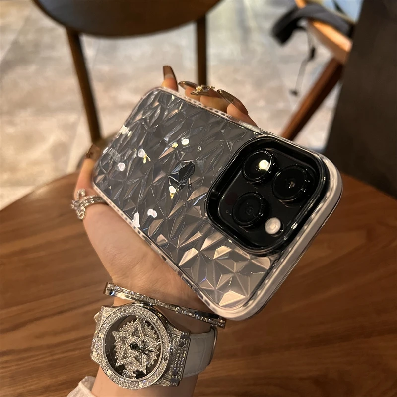 حافظة شفافة لامعة ماسية فاخرة لهاتف آيفون 17 Air 16 Pro Max 15 14 13 12 11 XS XR 7 8 Plus غطاء ممتص للصدمات ناعم #4