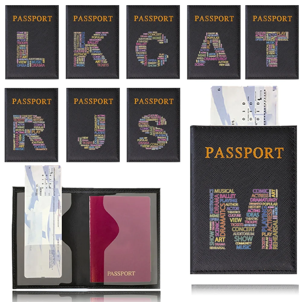 Airplane Passport Cover Text Letter Pattern Series Travel Passport Case Black Color  Passport Wallet Purse Passports Holder