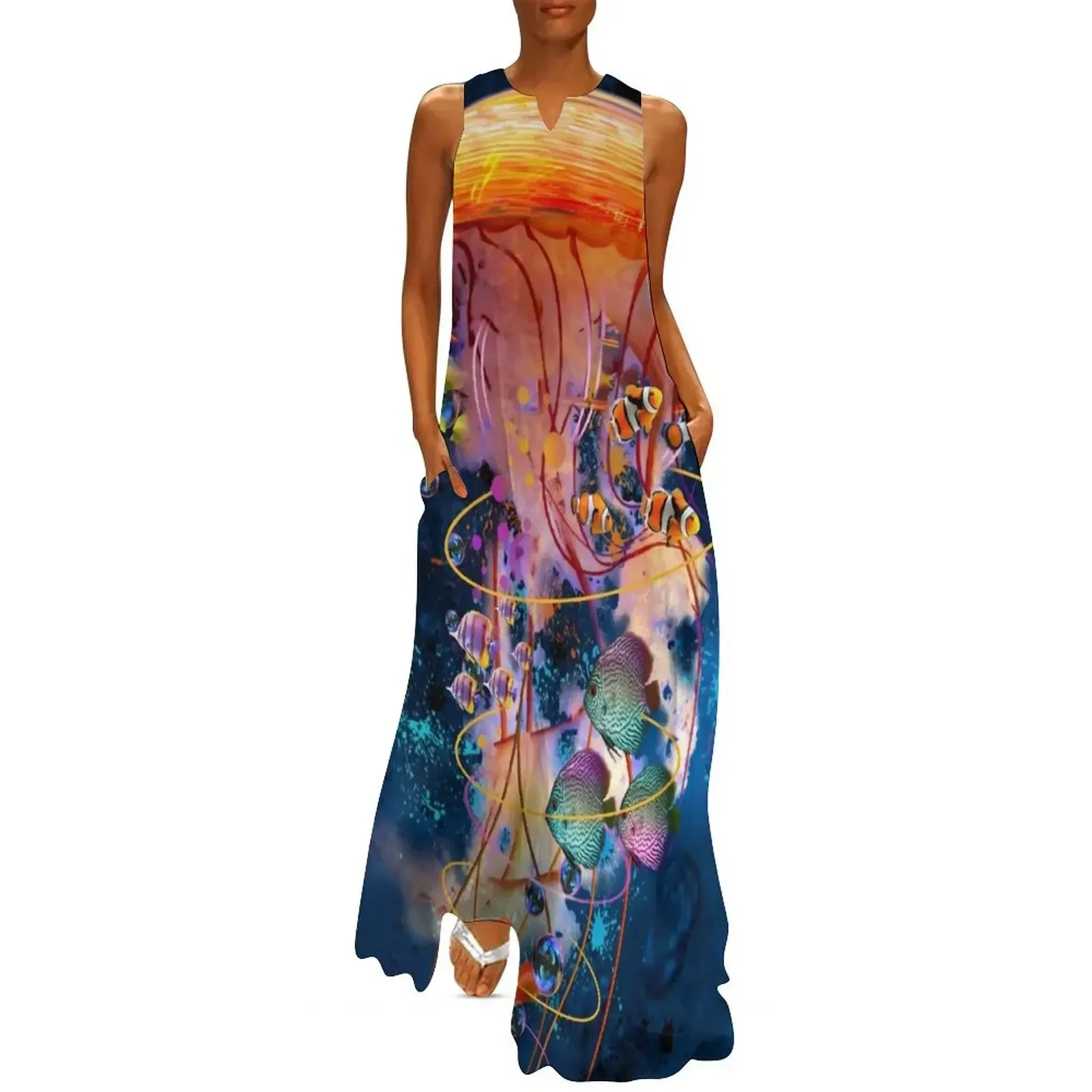 

Electric Jellyfish World Long Dress summer dress korean women Clothing sexy dress Summer dresses for women