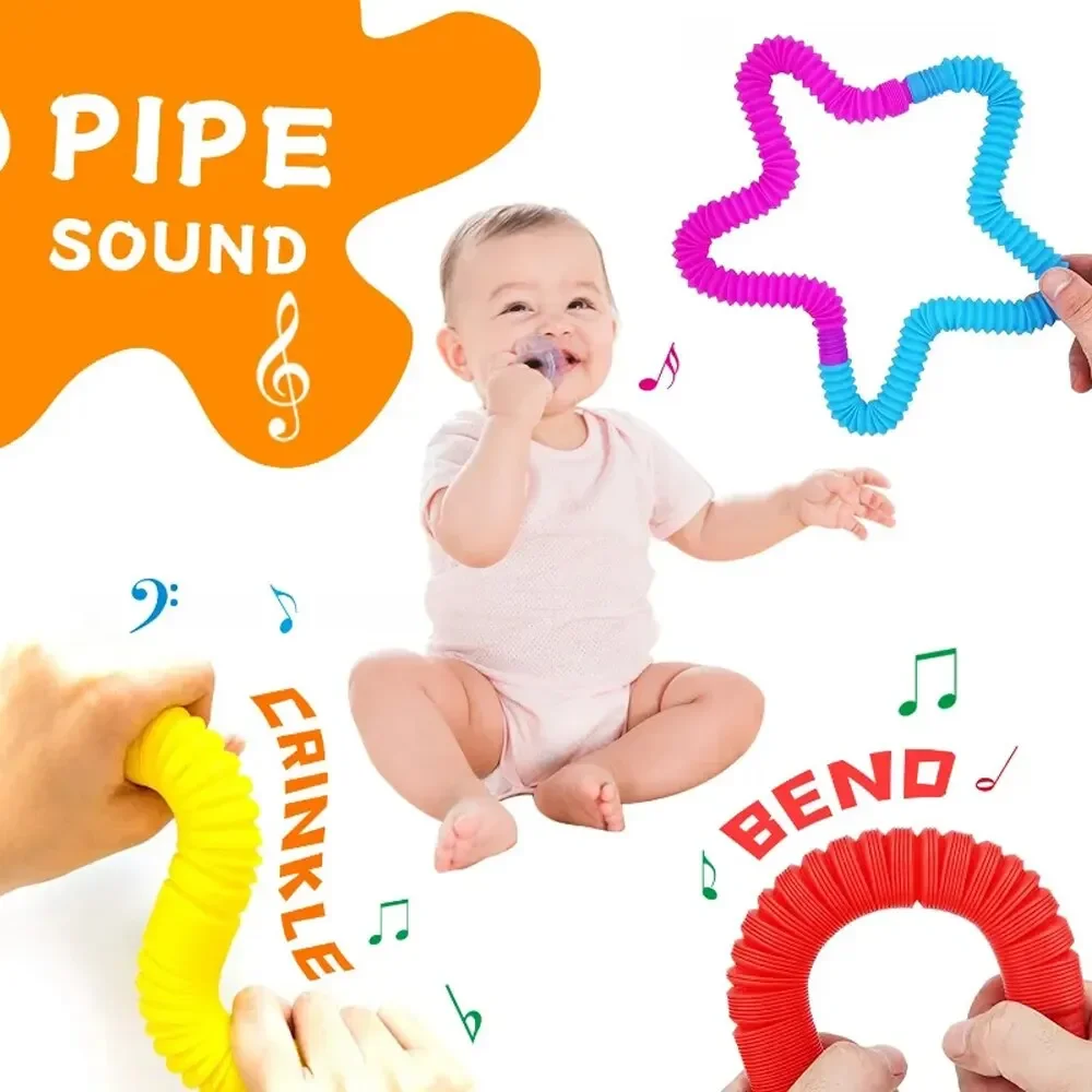 20 pièces Tube télescopique coloré Tube d'étirement ondulé Fidget jouets enfants adulte soulagement du Stress jouet éducatif pliant jouets