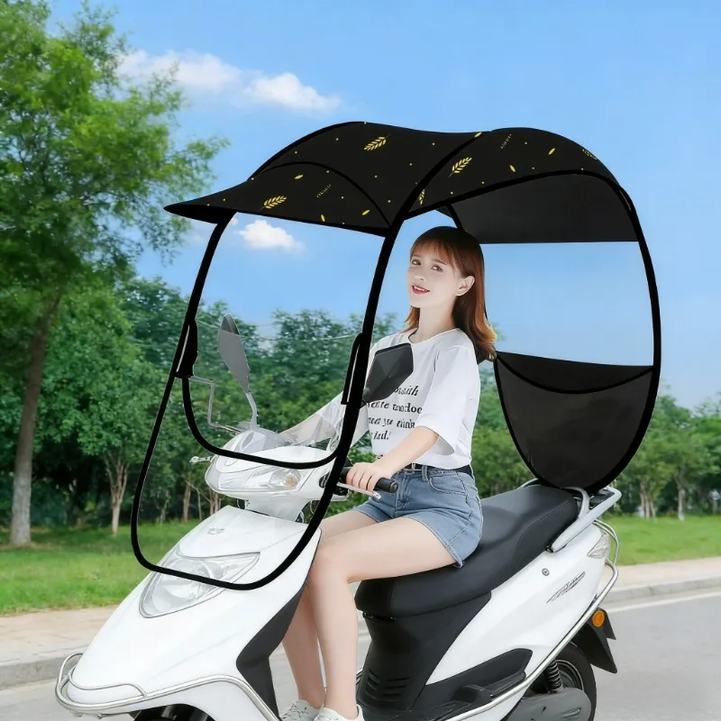 

Универсальный водонепроницаемый зонт от дождя и солнца для электросамоката, мопеда, мотоцикла, съемный ветрозащитный навес-тент