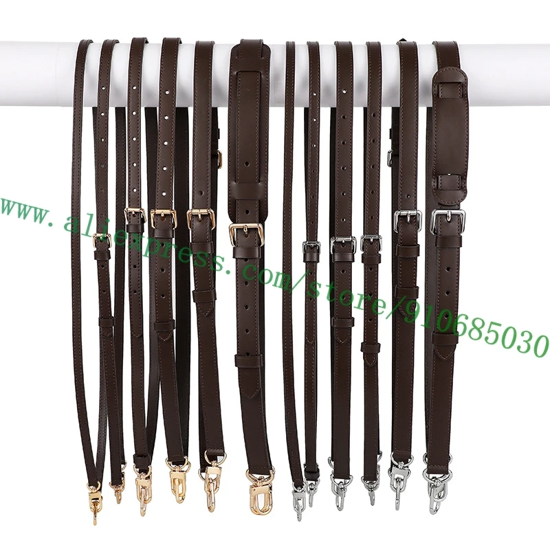 Top Quality Coffee Brown Smooth Calf Leather Bag Strap For Designer Handbag Duffle Purse Shoulder Carry Belt Parts Replacement