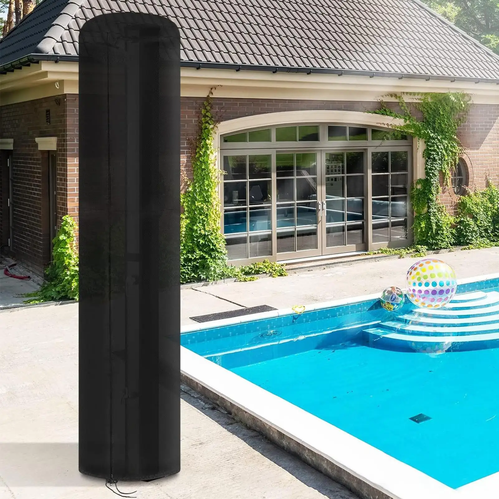 

Solar Shower Cover 26.3x86.6 Inch Waterproof Protector 420D Oxford Cloth Anti-UV Cover For 9.3 Gallon Solar Shower Outdoor