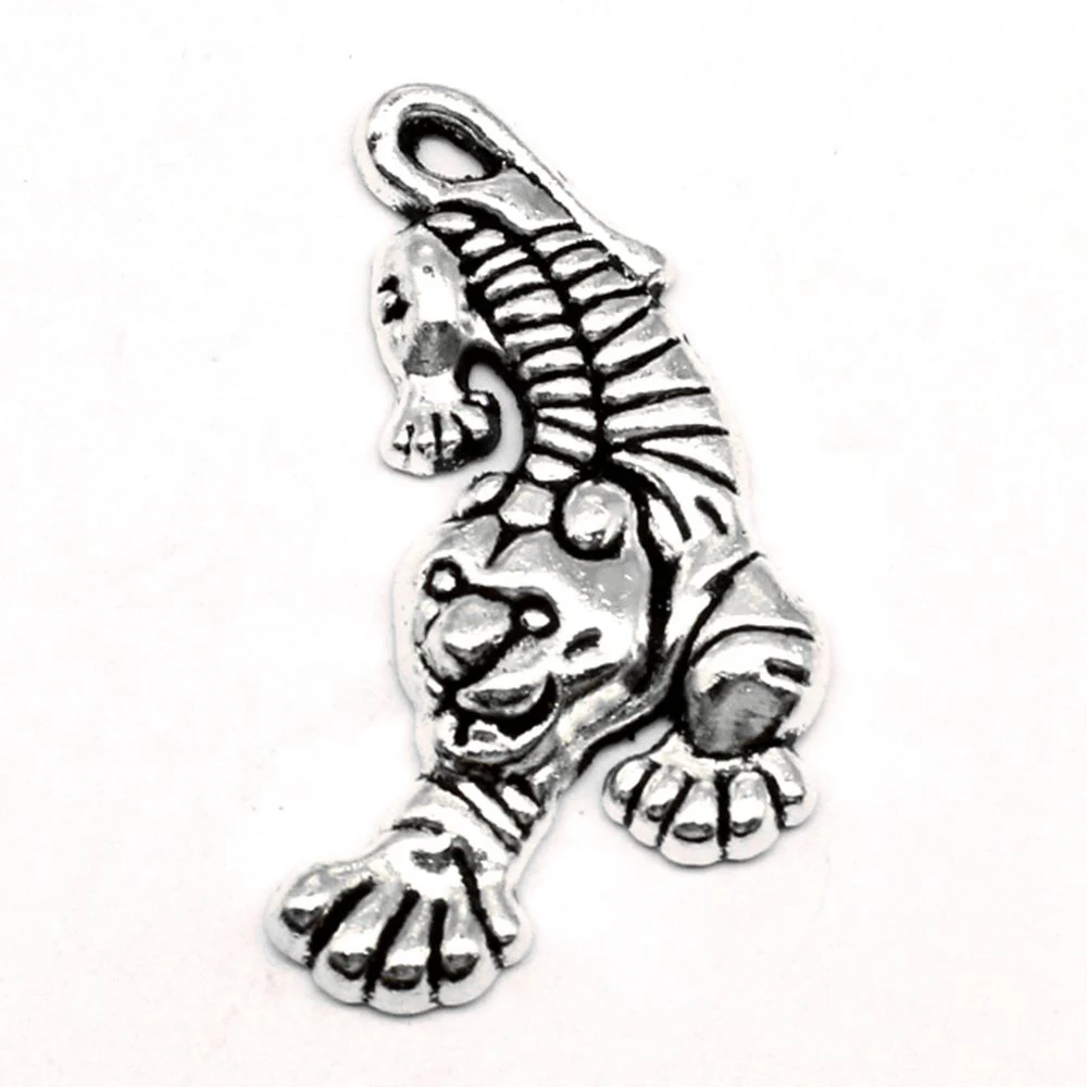 5pcs 20x35mm Tiger Charms Jewelri Pendant Make Accessories Jewels For Crafts Antique Silver Color