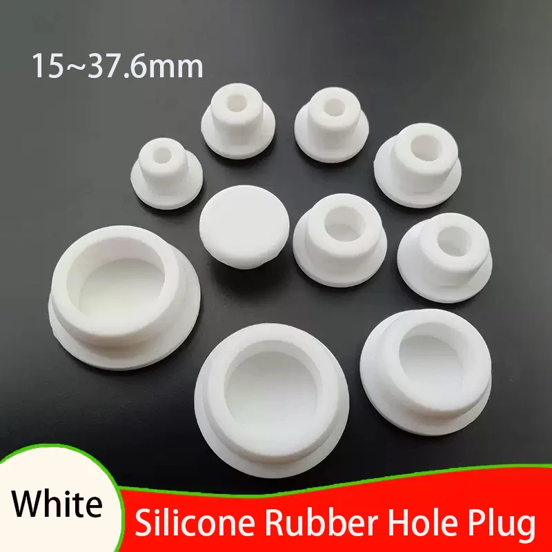 1-100pcs 15~37.6mm White High-temperature Resistant Silicone Plug Soft Plug Screw Hole Nut with Hole T-shaped Hole Plug Cover