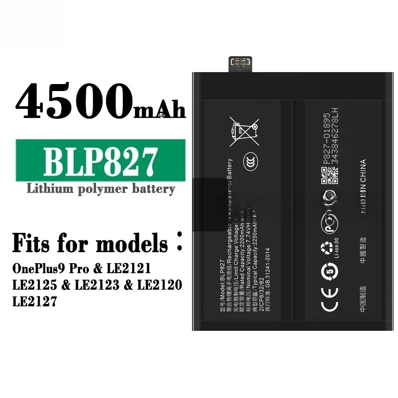 Nouvelle batterie de remplacement 4500mAh BLP827 pour OnePlus 9Pro/1 + 9Pro/ LE2125 / LE2123 / LE2120/LE2127 Batteries de téléphone portable + outils