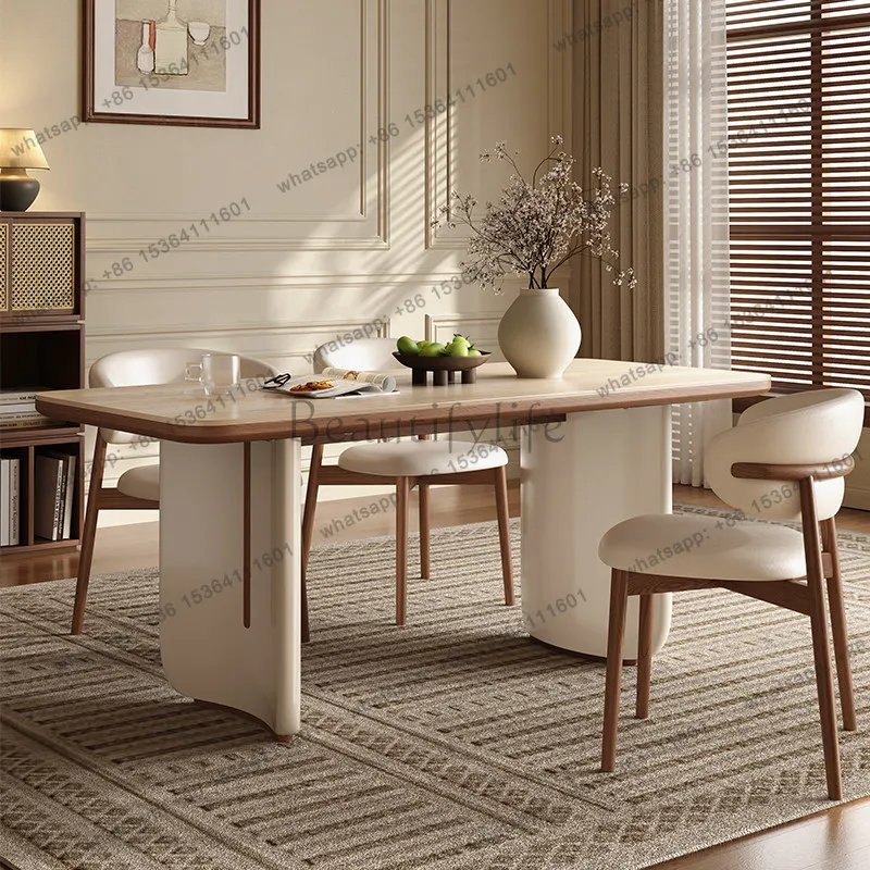 FG Modern luxury travertine slate dining tables and sets 4 chairs dining rooms pliante 130cm 160cm 180cm kitcjen table furniture