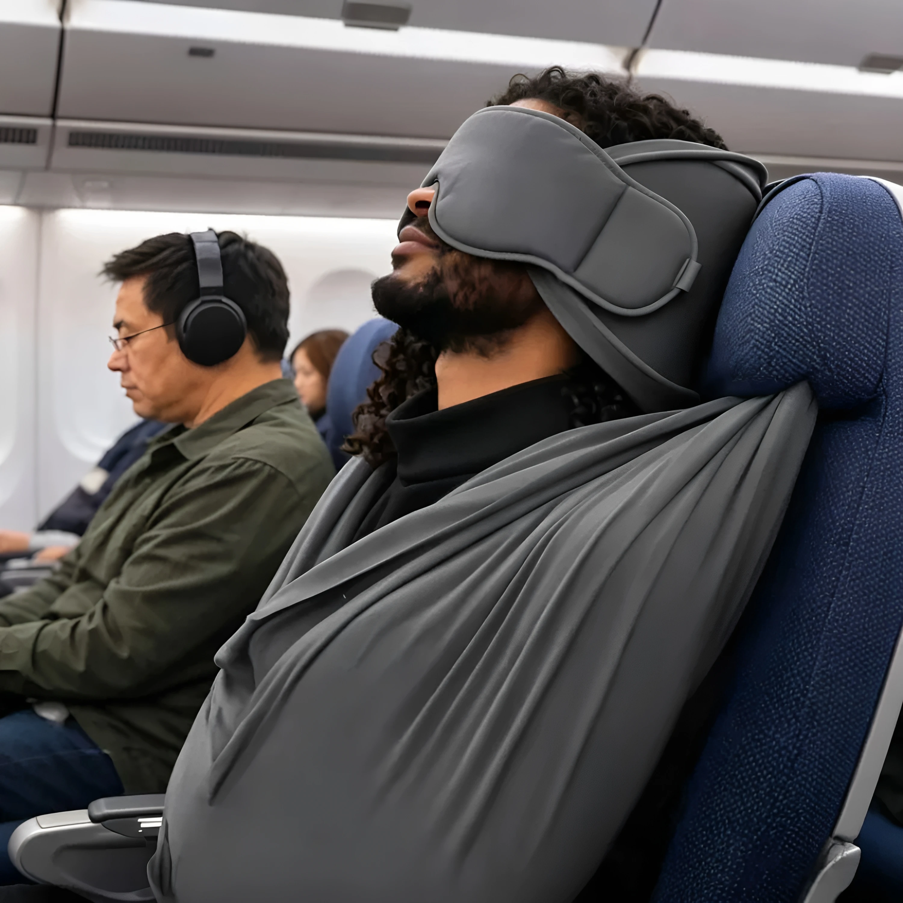 Travel Sleep Eye Mask Integrated Aircraft Sleep Set Three in One Travel Neck Pillow Blanket Body Strap U Shaped Portable Pill...