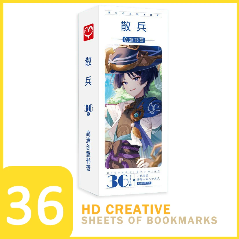 36 Sheets/Set Genshin Impact Bookmark Postcards Wriothesley Photocards Furina Boxed 147*54*22mm Xiao Zhongli Wanderer Hutao HD