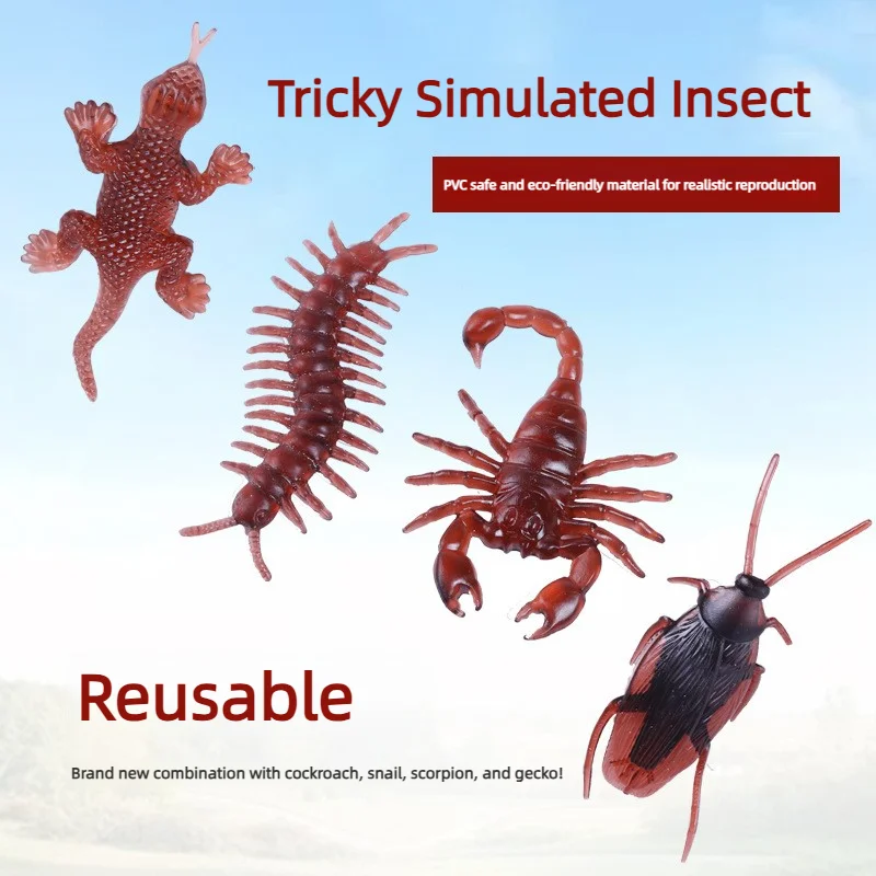 10pcs Realistic Bugs Funny Toy Fake Cockroach Novelty Insects Halloween Prank Simulation Tricky Disgusting Scary Party Supplies