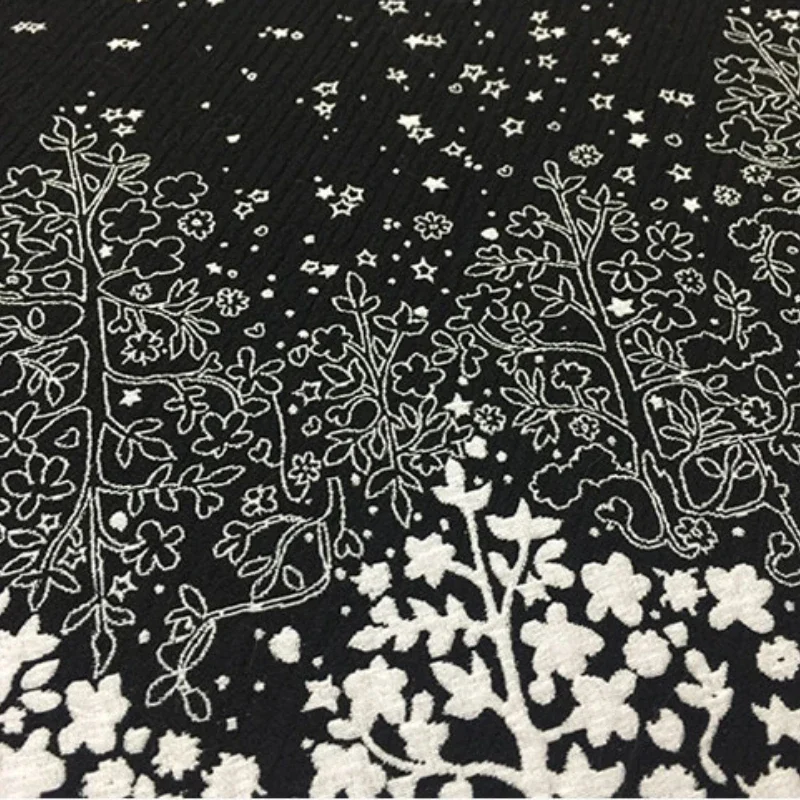 

Жаккардовая ткань, осень-зима, черная лесная юбка для девочек, ветровка, пальто, дизайнерская ткань одежды, мягкая драпировка, модный материал для шитья