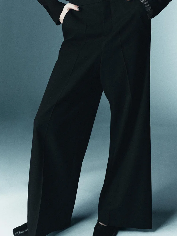 Zoete Faionable Casual 2025 Winter Nieuwe vrouwen Mix Fiber Geplooide Broek midden Taille Veelzijdige Ele Chinese Sle Kleding