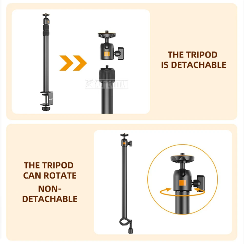 

LS02 Desktop Combo Mount Extendable Light Arm for Gaming/Streaming, Adjustable Clamp Stand for Computer/Overhead Shooting