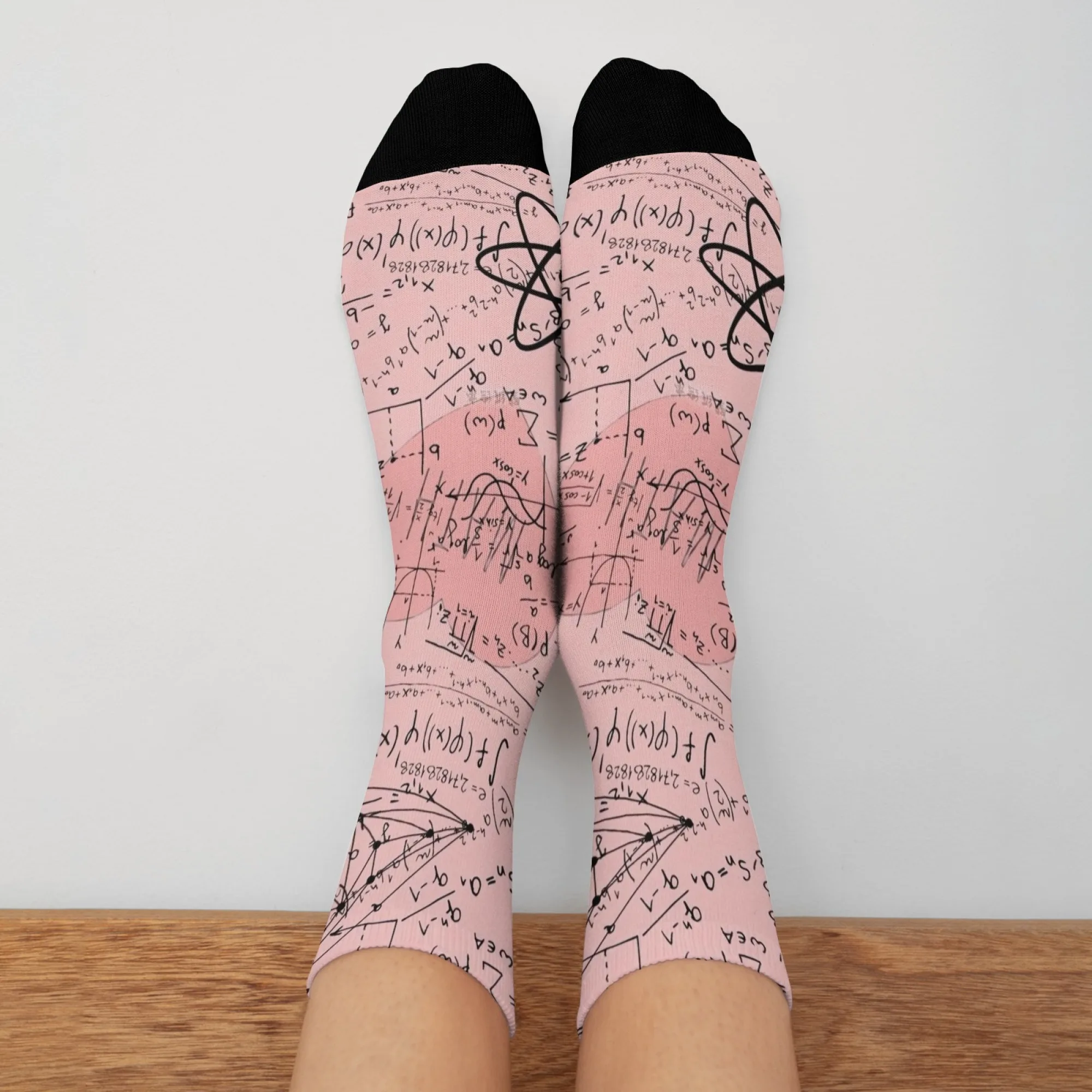 Vintage Manuscript Socks Handwritten Math Proofs with Physics Diagrams Print Aged Paper Texture for Intellectual Fashion