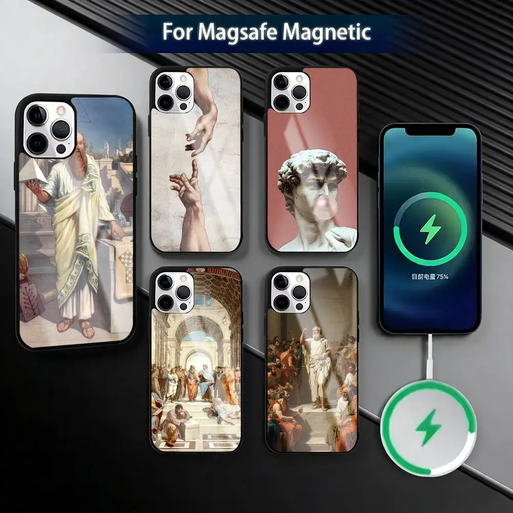 

Чехол Renaissance A-Art для iPhone 17, 16, 15, 14, 13, 12, 11 Plus, Pro, магнитный, для беспроводной зарядки Magsafe