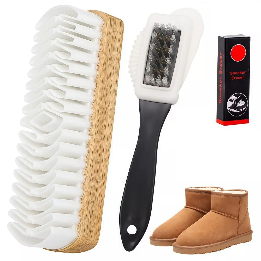 3Pcs/Set With Eraser Suede Brush Kit Stain Removal Soft Brush Nubuck Brushes Kit Multifunctional Shoe Cleaning Brush
