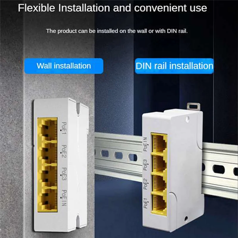 4 ชิ้น 3 พอร์ต POE Extender IEEE802.3Af 10/100/1000 Mbps 1 ถึง 3 เครือข่าย Repeater สําหรับ PoE Switch NVR IP กล้อง AP