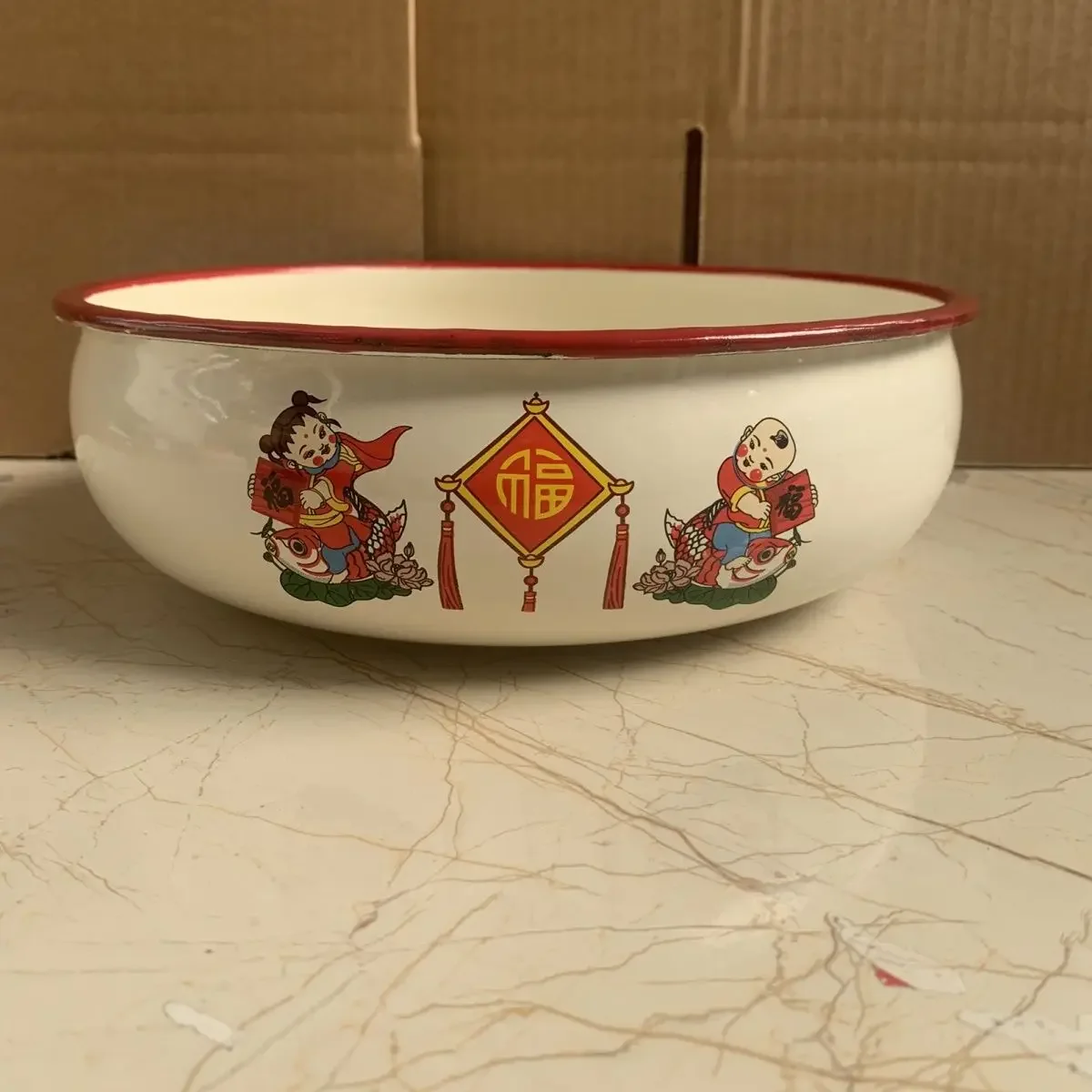 

Enamel Color Enamel Ingot Pot Diameter 25 Cm Enamel Ingot Pot for Home Dining Room Sets Bowl Chinese Style Exquisite Patterns