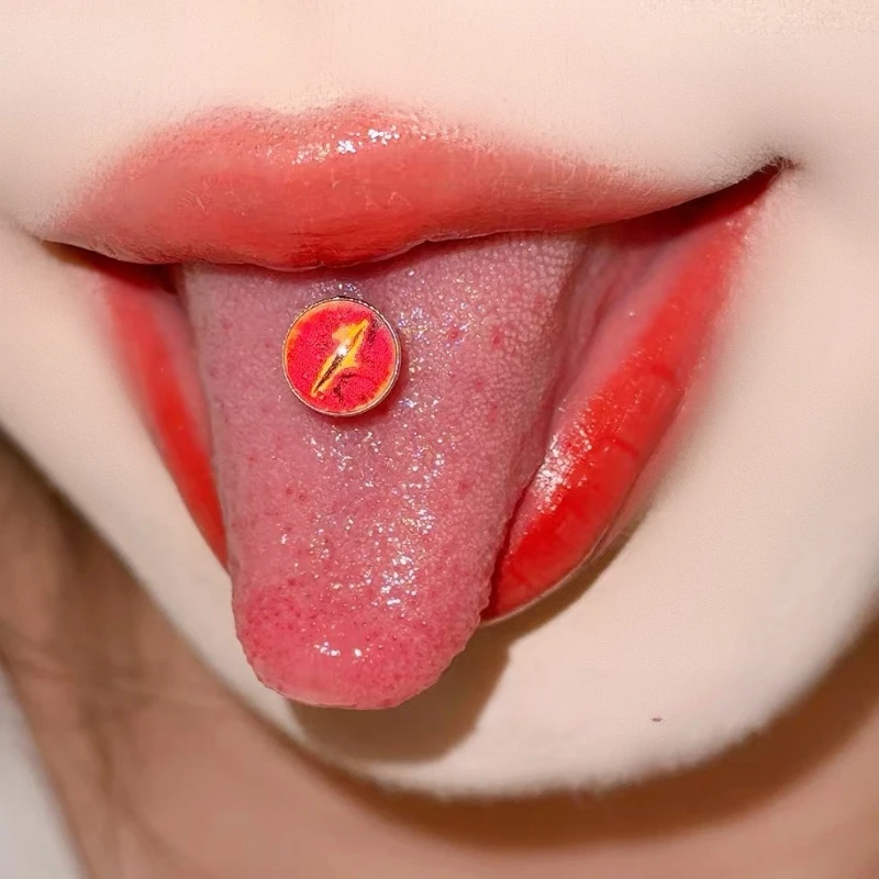 1Pc Trendy Sweet Cool Style Stainless Steel 1.6mm Red Series Pupil Tongue Stud for Cool Girls Unique Body Piercing Gift