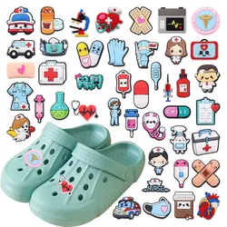 1pcs First Aid Kit Ambulance Syringe Nurse Doctor Thermometer Stethoscope PVC Shoe Decoration Buckle Charms Accessories Kid Gift