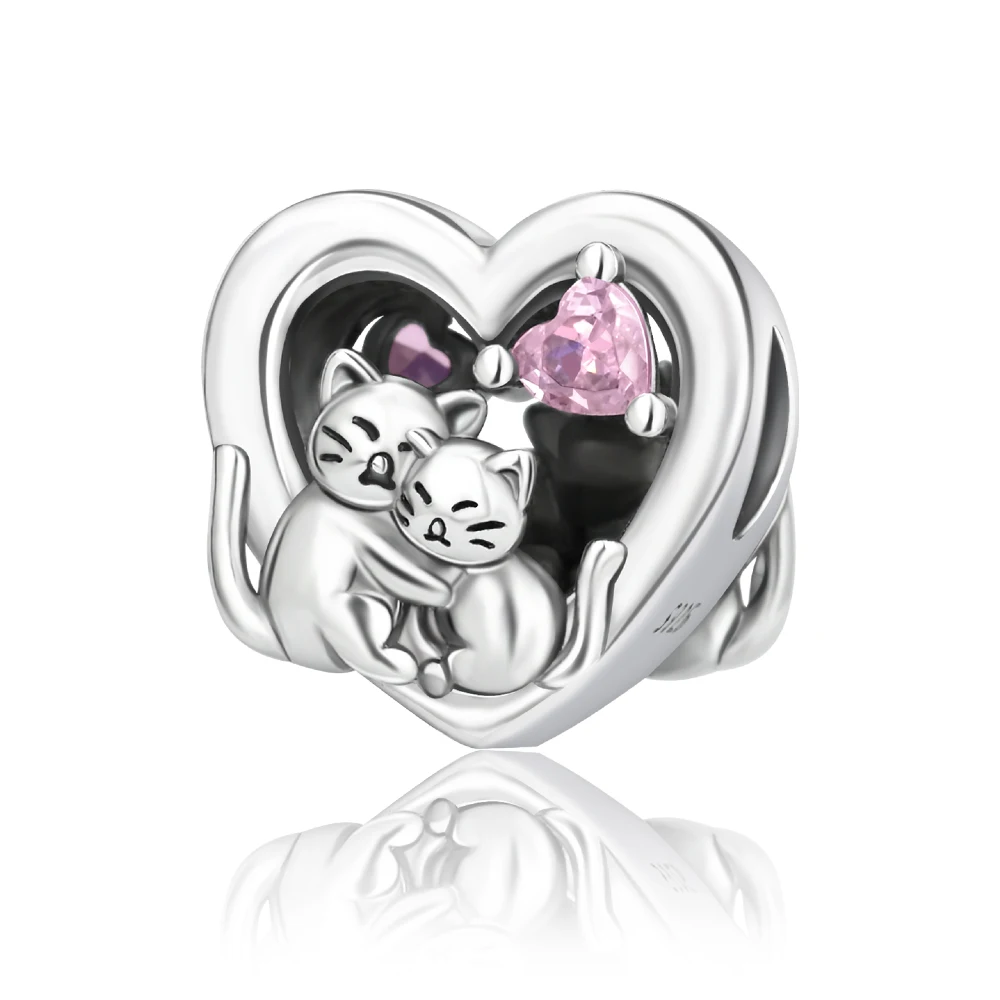 

Бусины Danturn из стерлингового серебра 925 пробы, любимые кошки, обнимающие друг другу, подходят для браслета-цепочки в виде змеи, модные женские ювелирные изделия