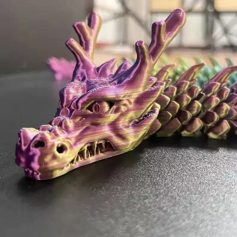 60 cm 3D Printed Conjoined Dragon Ornaments, Movable Cartoon, Dragon Plants, Rockery, Fish Tank Landscaping Decoration, 60cm
