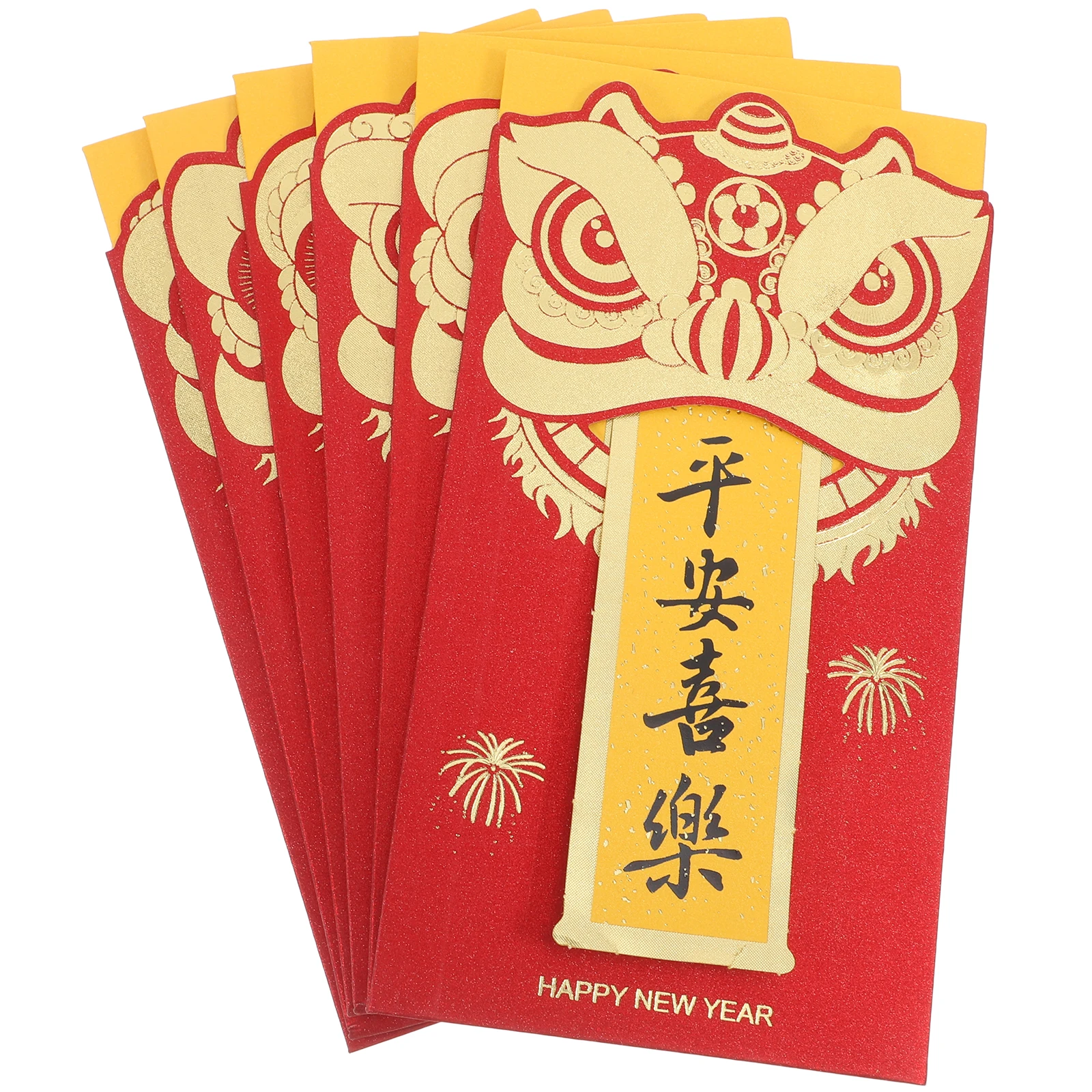 

6pcs Envelope Matte Finish Glitter Chinese New Year Hong Bao Wedding Money Envelopes Cash Saving Decorative Snake Red Packets