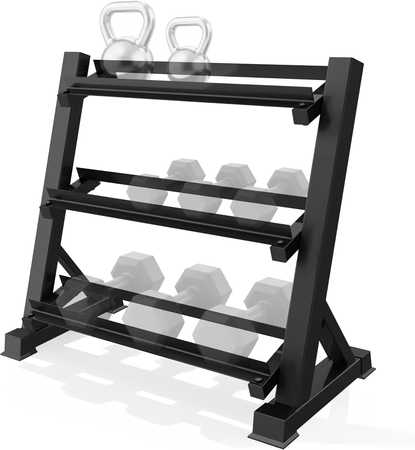 Home Gym Dumbbell Rack, Iron Material, Brown Color, 3-Tier Multilevel, 1100LBS Capacity, Storage Organizer
