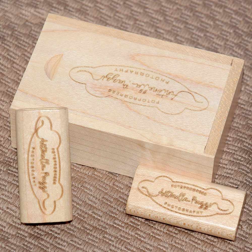 30PCS/Lot Custom Logo Wooden With Gift Box USB 2.0 Flash Drive Real Capacity Pendrive Photography Memory Stick 64GB/4GB U Disk