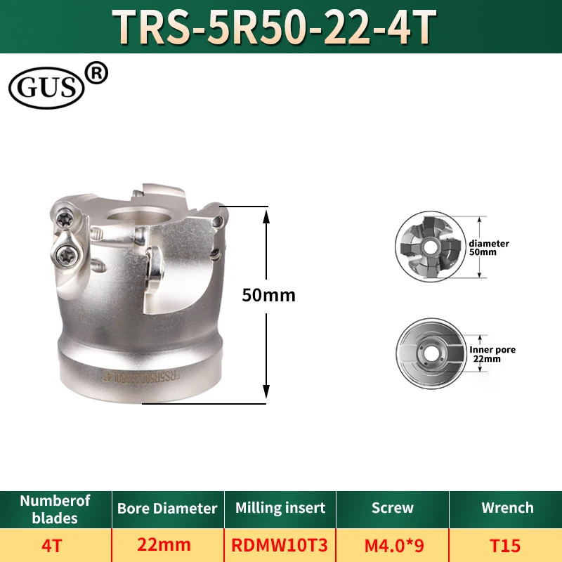 

TRS 5R 6R 8R face Milling Cutter Head 50 63 80 100 for RDMW10T3 RDMW1204 RDMW1604 Insert CNC FMB Lathe machine Tool Holder