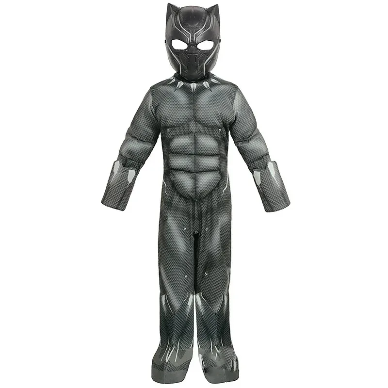 2024 Tuta muscolare nera per bambino nuovo arrivo con costume da pantera maschera
