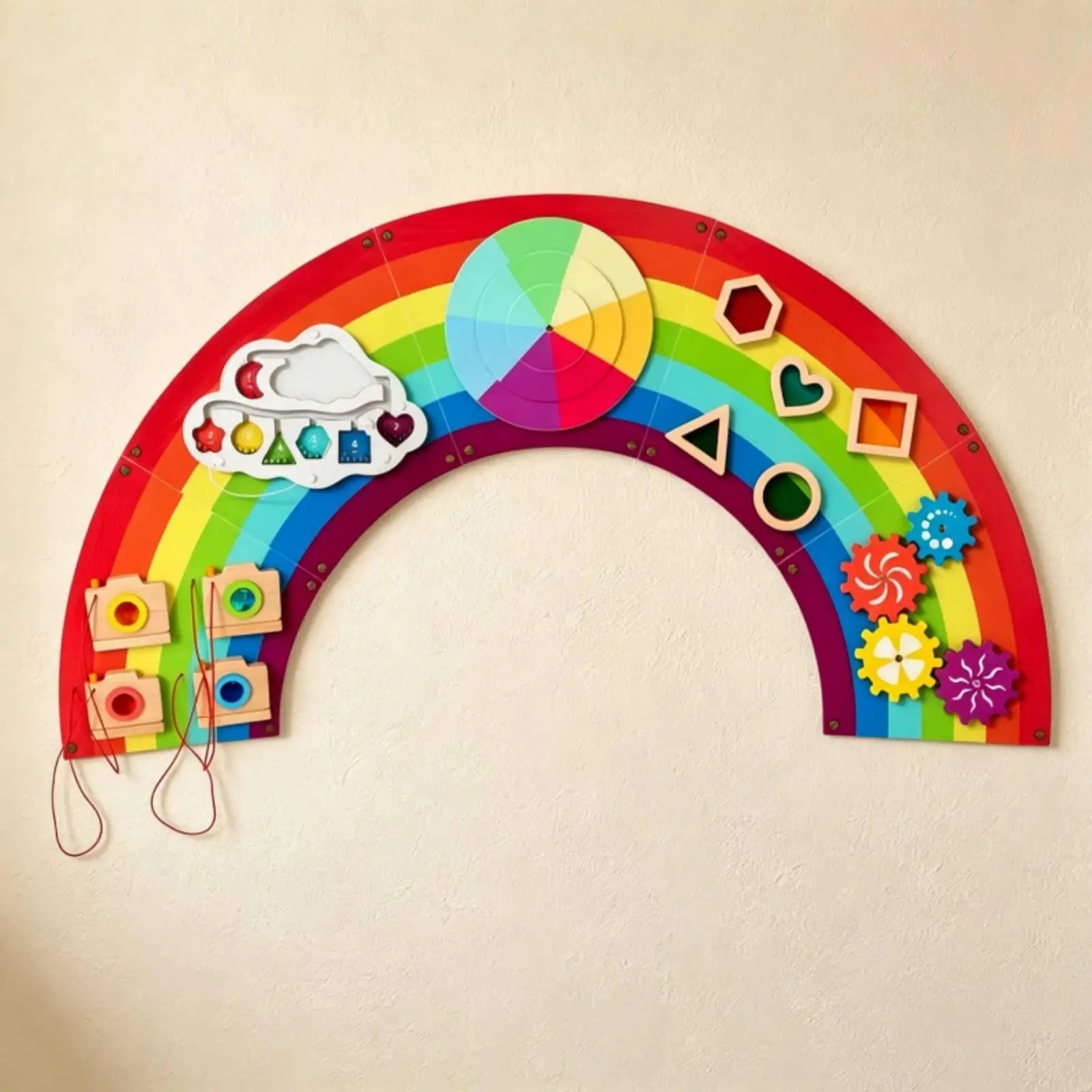 Interactive Sensory Busy Board Painted Educational Activity Board Cutout Child-Led Activity Center for Children