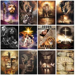 5D Diy Diamond Painting Religion Jesus Full Square Diamond Embroidery Lion Cross Stitch Kits Mosaic Jesus Portrait Home Decor