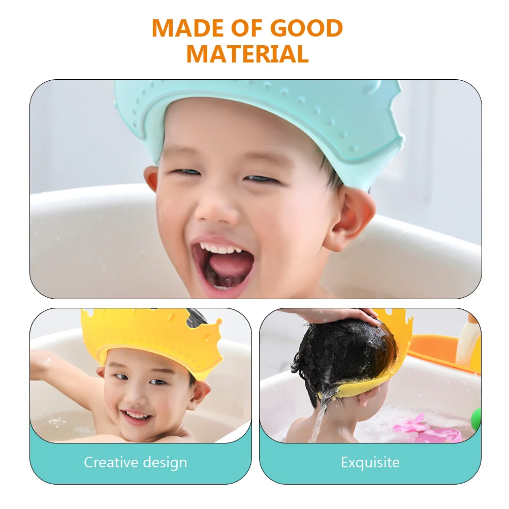 قطعتان من قبعات استحمام الطفل المصنوعة من السيليكون لحماية الاستحمام، أغطية رأس شامبو قابلة للتعديل للأطفال الصغار #6