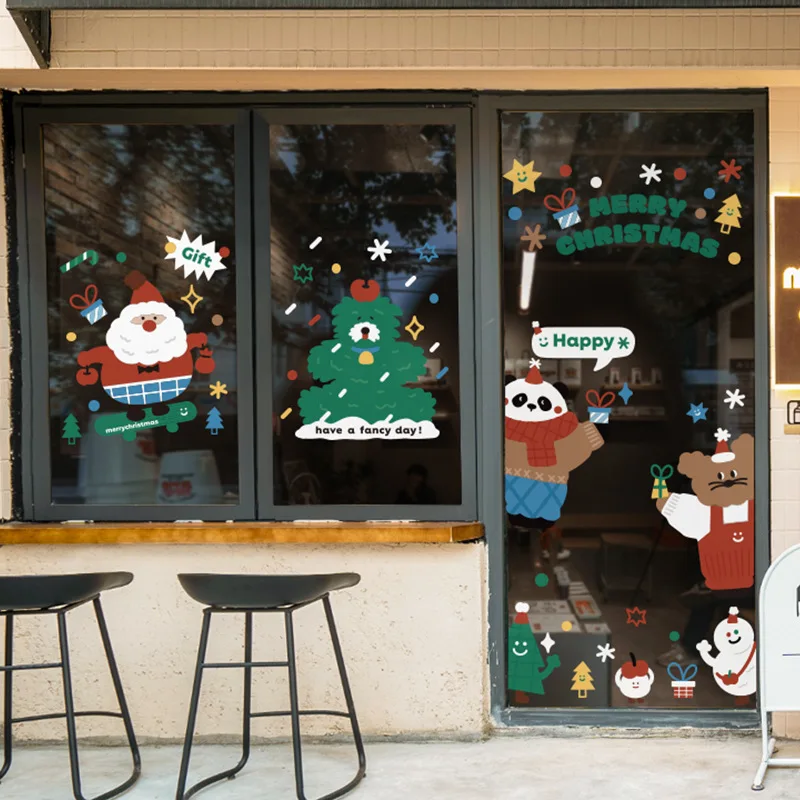 Christmas Window Sticker Merry Christmas Decorations For Home 2024 Cristmas Ornament Xmas Navidad Natal Gifts New Year 2025